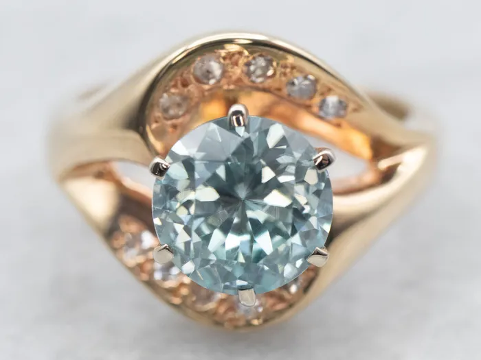 Market Square Jewelers Rings Retro Era Blue Zircon and Diamond Statement Ring Market Square Jewelers Rings Retro Era Blue Zircon and Diamond Statement Ring