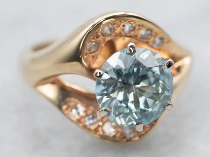 Market Square Jewelers Rings Retro Era Blue Zircon and Diamond Statement Ring Market Square Jewelers Rings Retro Era Blue Zircon and Diamond Statement Ring