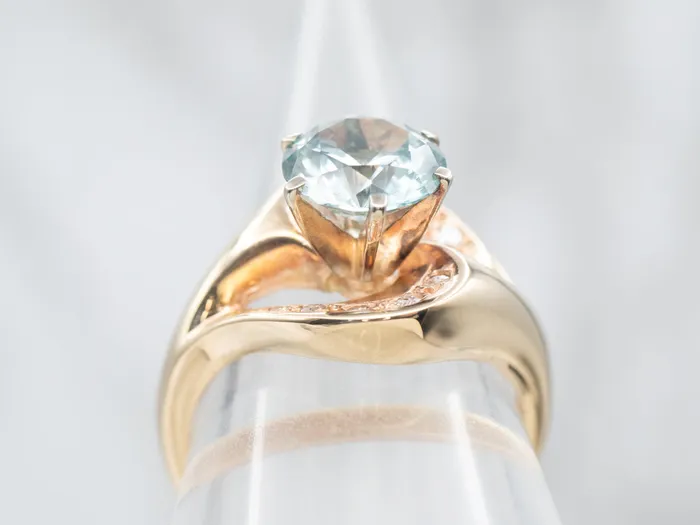Market Square Jewelers Rings Retro Era Blue Zircon and Diamond Statement Ring Market Square Jewelers Rings Retro Era Blue Zircon and Diamond Statement Ring
