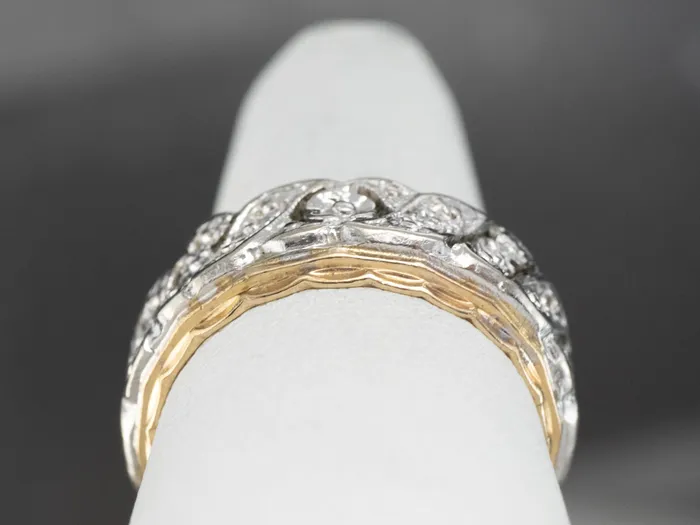 Market Square Jewelers Rings Unisex Patterned Two Tone Gold Band Market Square Jewelers Rings Unisex Patterned Two Tone Gold Band