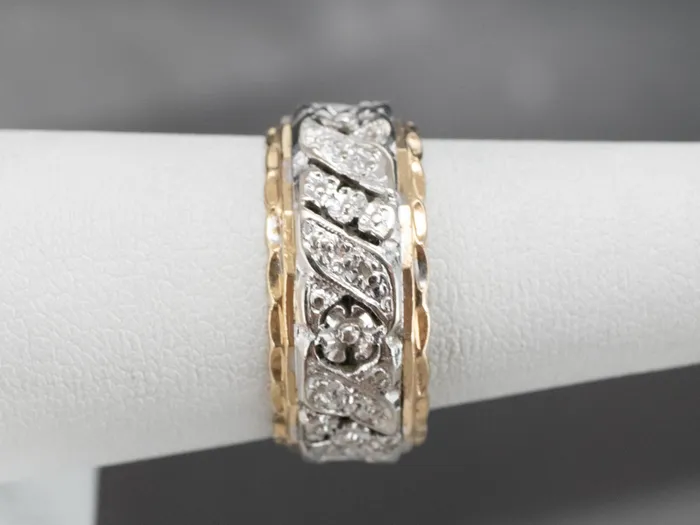 Market Square Jewelers Rings Unisex Patterned Two Tone Gold Band Market Square Jewelers Rings Unisex Patterned Two Tone Gold Band
