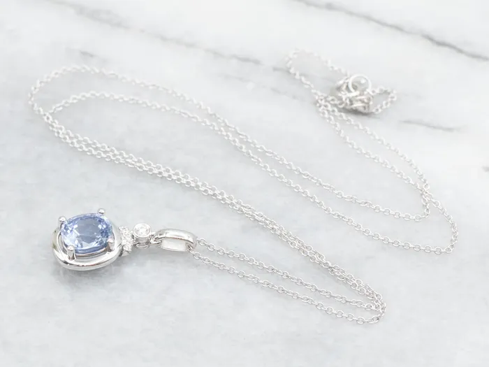 Market Square Jewelers Sapphire and Diamond Pendant Necklace Necklaces