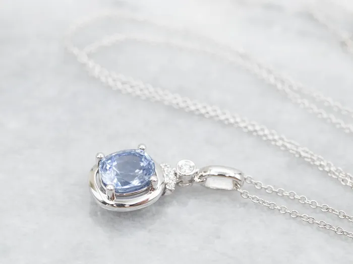 Market Square Jewelers Sapphire and Diamond Pendant Necklace Necklaces