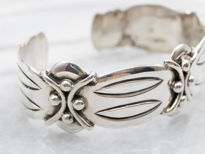 Market Square Jewelers Sterling Silver Bold Motif Taxco Cuff Bracelet Bracelets