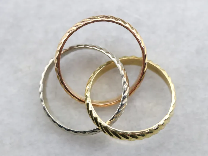 Market Square Jewelers Tri Color Gold Rope Twist Rolling Ring Rings