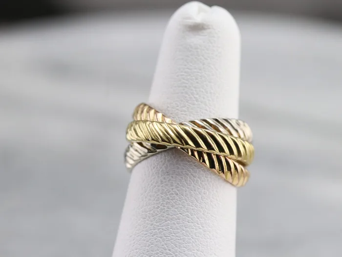 Market Square Jewelers Tri Color Gold Rope Twist Rolling Ring Rings