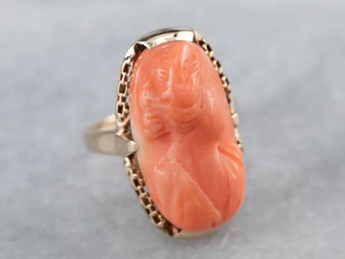 Market Square Jewelers Vintage Coral Cameo Rose Gold Ring Rings Market Square Jewelers Vintage Coral Cameo Rose Gold Ring Rings