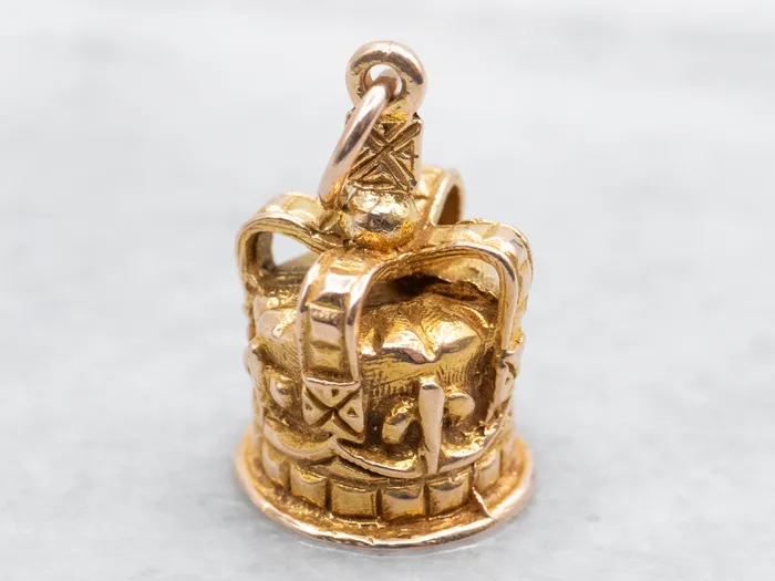 Market Square Jewelers Yellow Gold Crown Charm Charm Necklaces