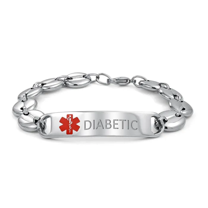 Medical ID Bracelet for Men Marina Anchor Mariner Silver Tone Stainless Steel BlingJewelry Wholesale Bracelets