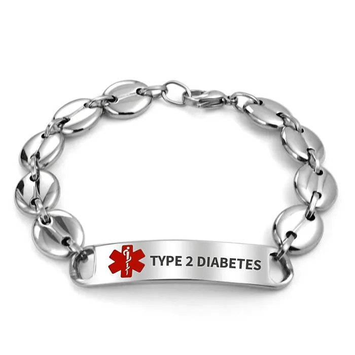Medical ID Bracelet for Men Marina Anchor Mariner Silver Tone Stainless Steel BlingJewelry Wholesale Bracelets