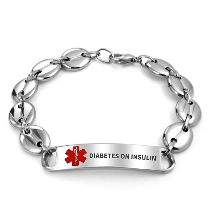 Medical ID Bracelet for Men Marina Anchor Mariner Silver Tone Stainless Steel BlingJewelry Wholesale Bracelets