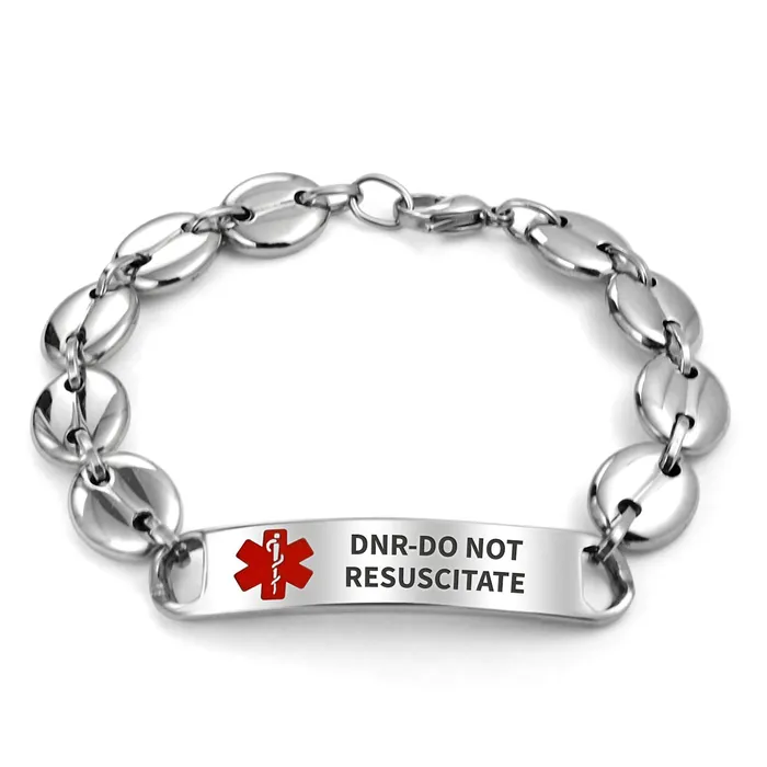 Medical ID Bracelet for Men Marina Anchor Mariner Silver Tone Stainless Steel BlingJewelry Wholesale Bracelets