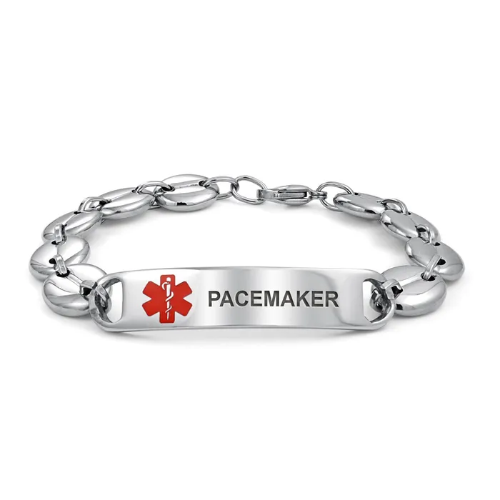 Medical ID Bracelet for Men Marina Anchor Mariner Silver Tone Stainless Steel BlingJewelry Wholesale Bracelets