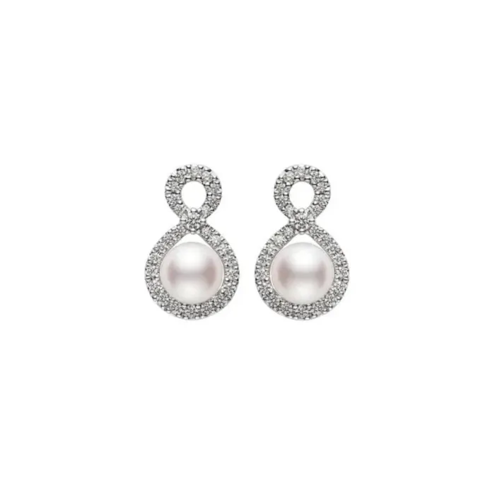 Mikimoto Earrings Mikimoto Ruyi Collection Akoya Cultured Pearl and Diamond Earrings