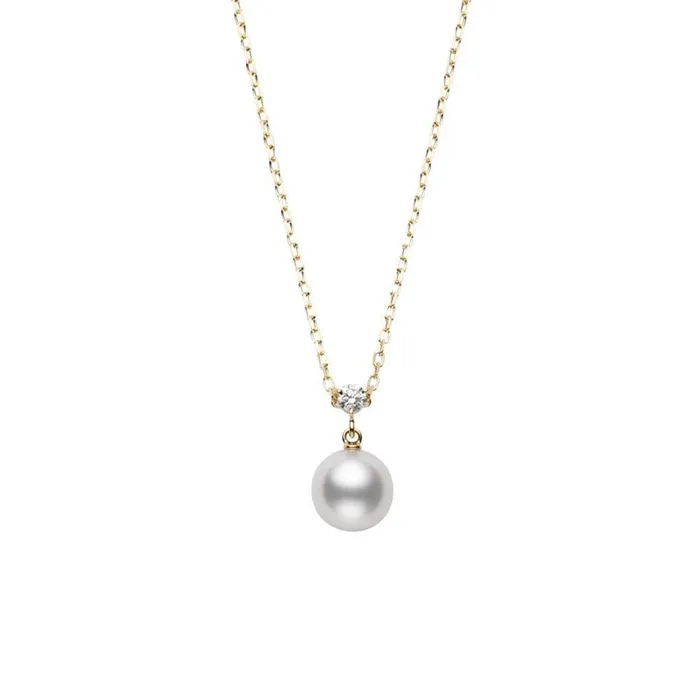 Mikimoto Necklaces Mikimoto Akoya Cultured Pearl and Diamond Pendant