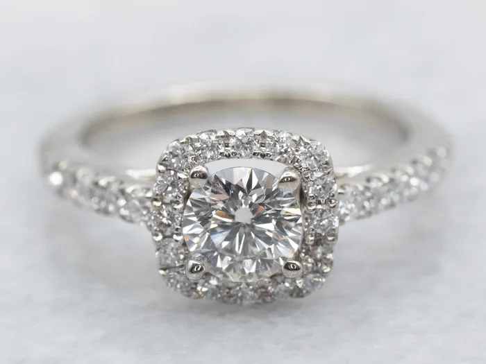 Modern Gold Diamond Engagement Ring with Diamond Halo and Diamond Shoulders Market Square Jewelers Rings Modern Gold Diamond Engagement Ring with Diamond Halo and Diamond Shoulders Market Square Jewelers Rings