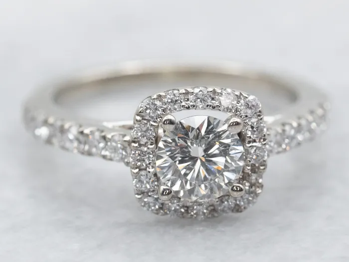 Modern Gold Diamond Engagement Ring with Diamond Halo and Diamond Shoulders Market Square Jewelers Rings Modern Gold Diamond Engagement Ring with Diamond Halo and Diamond Shoulders Market Square Jewelers Rings