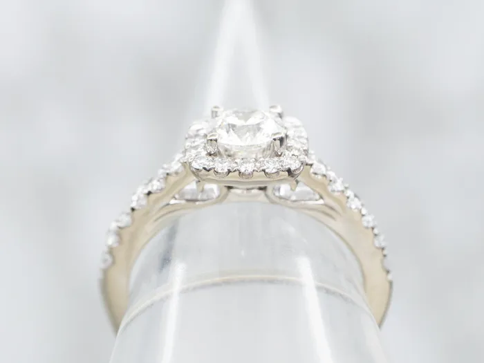 Modern Gold Diamond Engagement Ring with Diamond Halo and Diamond Shoulders Market Square Jewelers Rings Modern Gold Diamond Engagement Ring with Diamond Halo and Diamond Shoulders Market Square Jewelers Rings