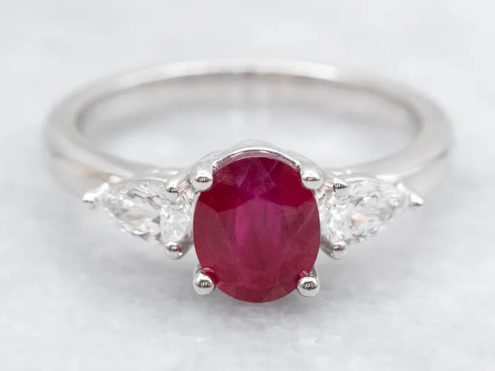 Modern White Gold Ruby and Diamond Ring Market Square Jewelers Rings