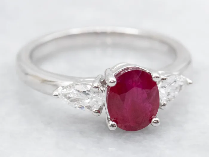 Modern White Gold Ruby and Diamond Ring Market Square Jewelers Rings