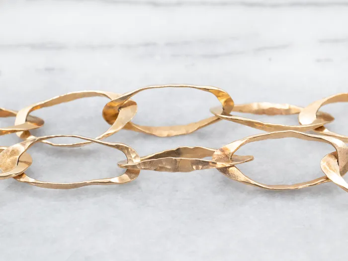 Modernist Hammered Gold Link Chain Market Square Jewelers PreStyled Sets Modernist Hammered Gold Link Chain Market Square Jewelers PreStyled Sets