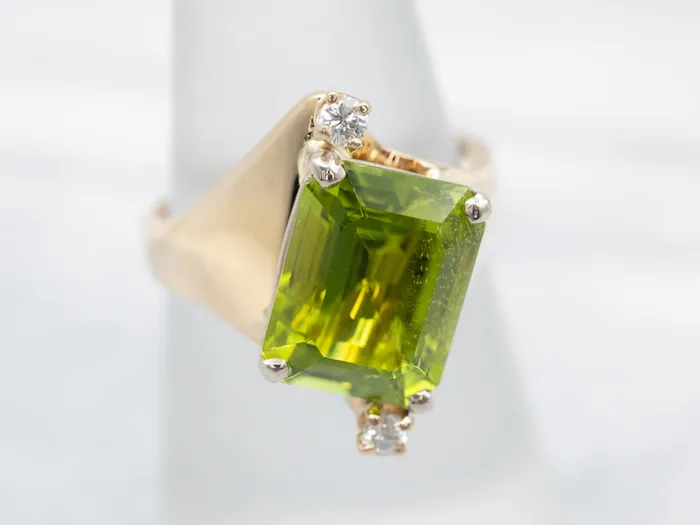 Modernist Peridot and Diamond Cocktail Ring Market Square Jewelers Rings Modernist Peridot and Diamond Cocktail Ring Market Square Jewelers Rings