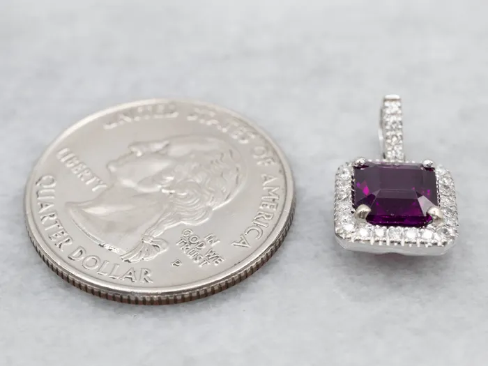 MSJ Office Necklaces Fuchsia Sapphire and Diamond Halo Pendant