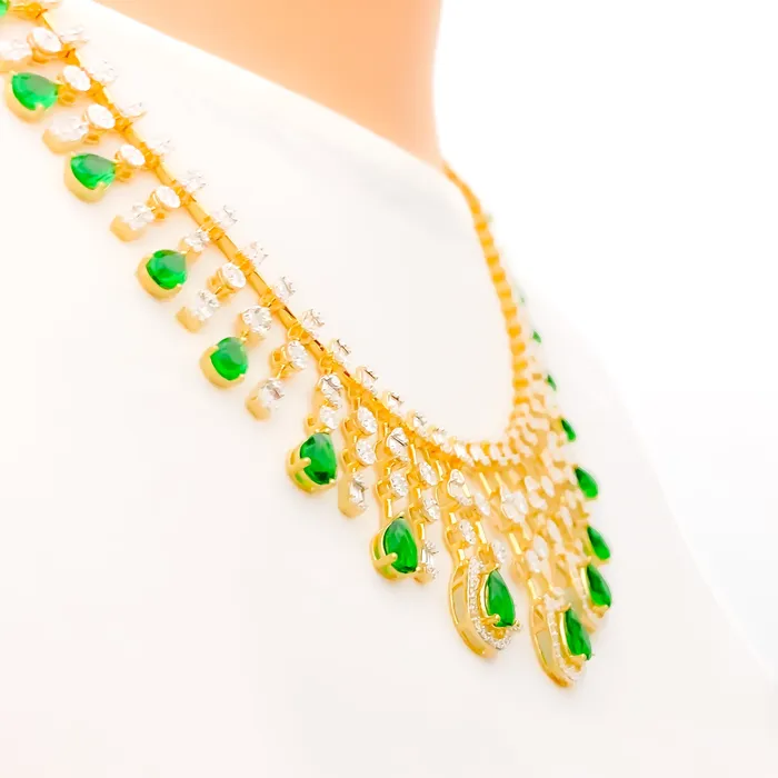 Necklaces Andaaz Jewelers Gorgeous Viridescent Diamond 18k Gold Necklace