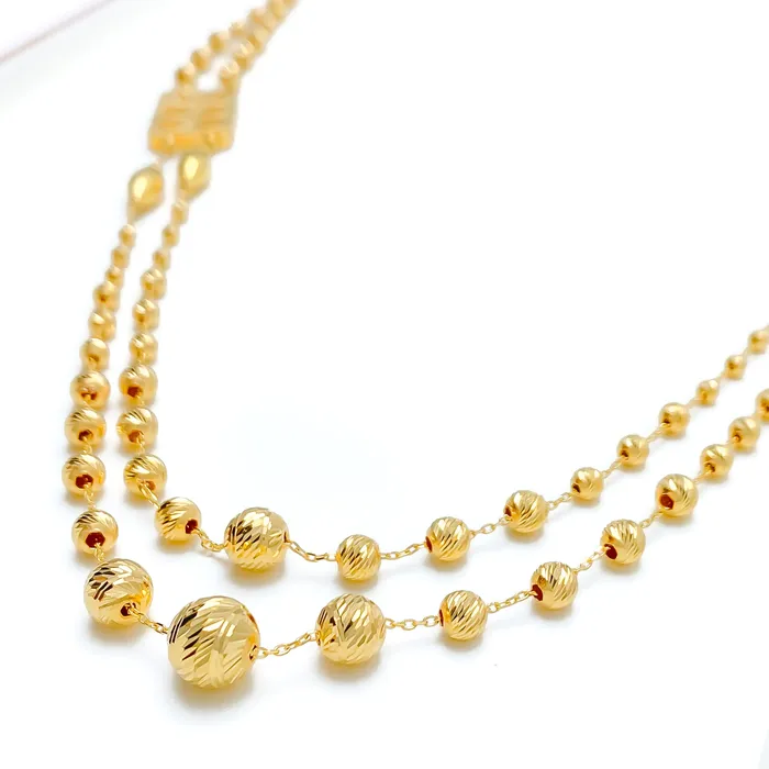 Necklaces Andaaz Jewelers Ornate Multi Orb 21k Gold Long Necklace Set