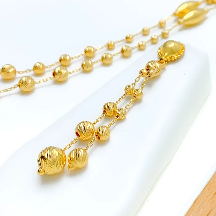 Necklaces Andaaz Jewelers Ornate Multi Orb 21k Gold Long Necklace Set
