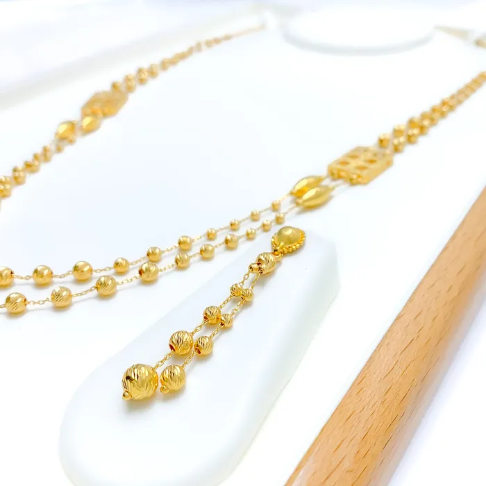 Necklaces Andaaz Jewelers Ornate Multi Orb 21k Gold Long Necklace Set