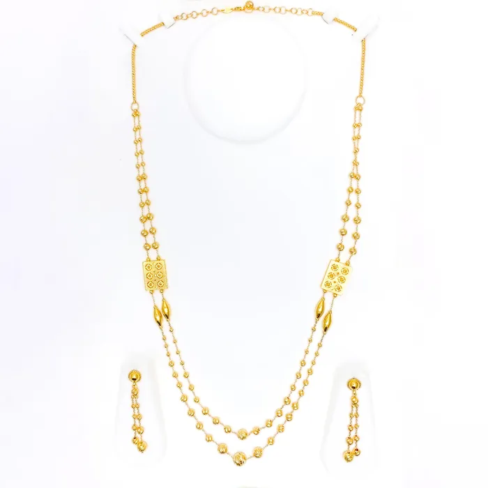 Necklaces Andaaz Jewelers Ornate Multi Orb 21k Gold Long Necklace Set