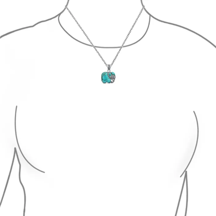 Necklaces BlingJewelry Wholesale Boho Bali Elephant Pendant Necklace with Lapis Jade and Turquoise Inlay in Silver