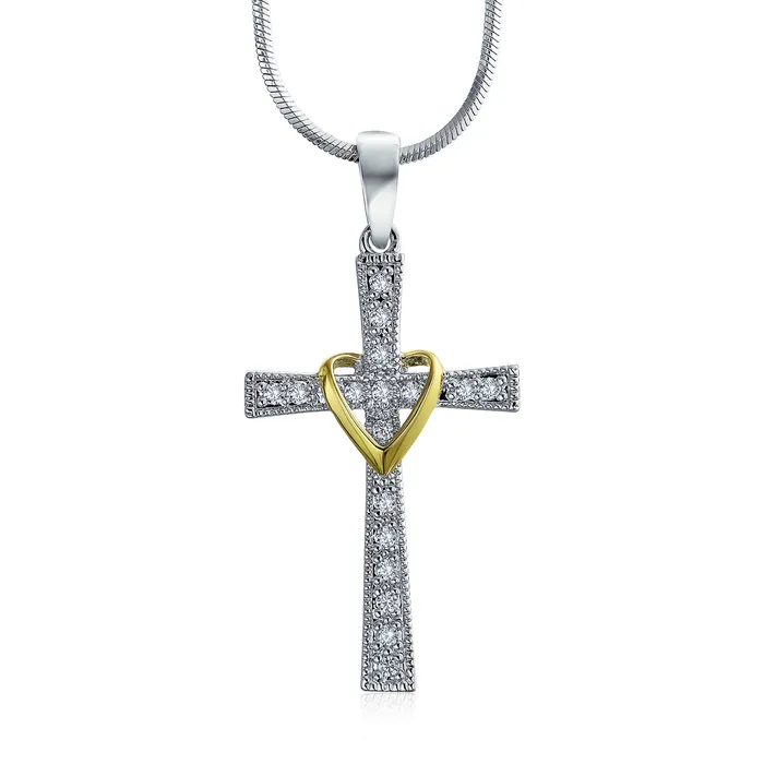 Necklaces BlingJewelry Wholesale CZ Pave Accent Heart Infinity Cross Pendant Necklace 14K Gold Plated Teens Necklaces BlingJewelry Wholesale CZ Pave Accent Heart Infinity Cross Pendant Necklace 14K Gold Plated Teens