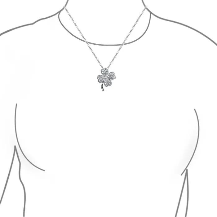 Necklaces BlingJewelry Wholesale Irish Shamrock Four Leaf Clover Pendant Necklace in Sterling Silver with CZ Charm