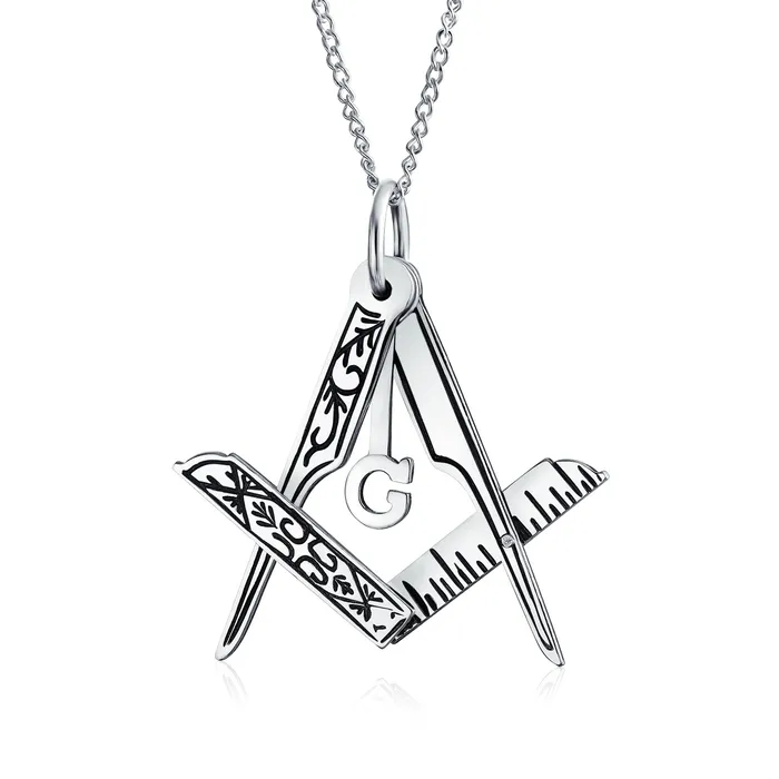 Necklaces BlingJewelry Wholesale Masonic Freemason Compass Pendant Necklace in Oxidized Sterling Silver Chain Necklaces BlingJewelry Wholesale Masonic Freemason Compass Pendant Necklace in Oxidized Sterling Silver Chain