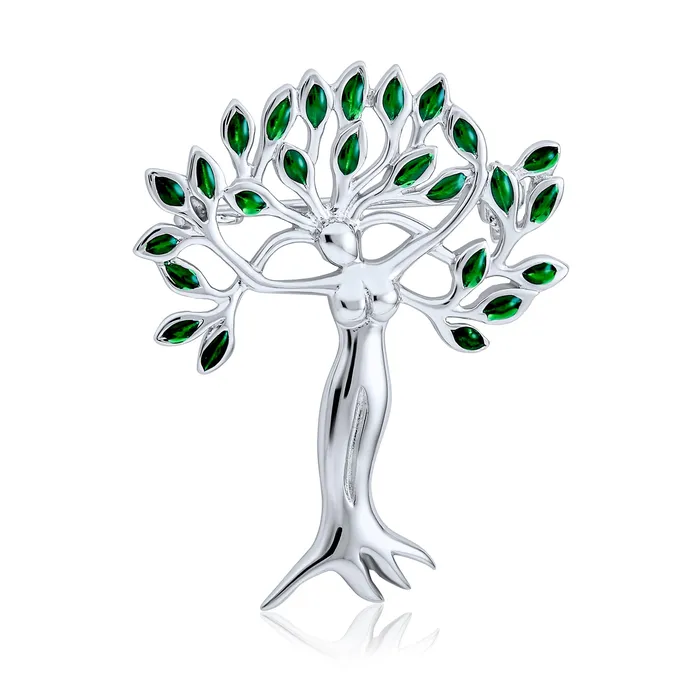Necklaces BlingJewelry Wholesale Native American Style Green Leaves Tree Of Life Brooche Pin in Sterling Silver Necklaces BlingJewelry Wholesale Native American Style Green Leaves Tree Of Life Brooche Pin in Sterling Silver