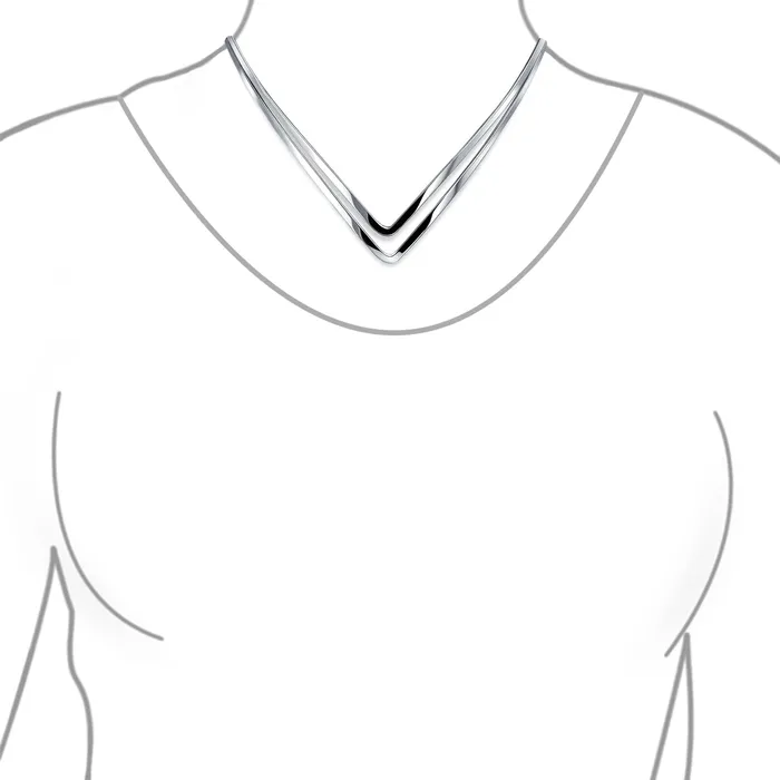 Necklaces BlingJewelry Wholesale Simple Double V Shape Geometric Choker Necklace Sterling Silver Statement Collar Necklaces BlingJewelry Wholesale Simple Double V Shape Geometric Choker Necklace Sterling Silver Statement Collar