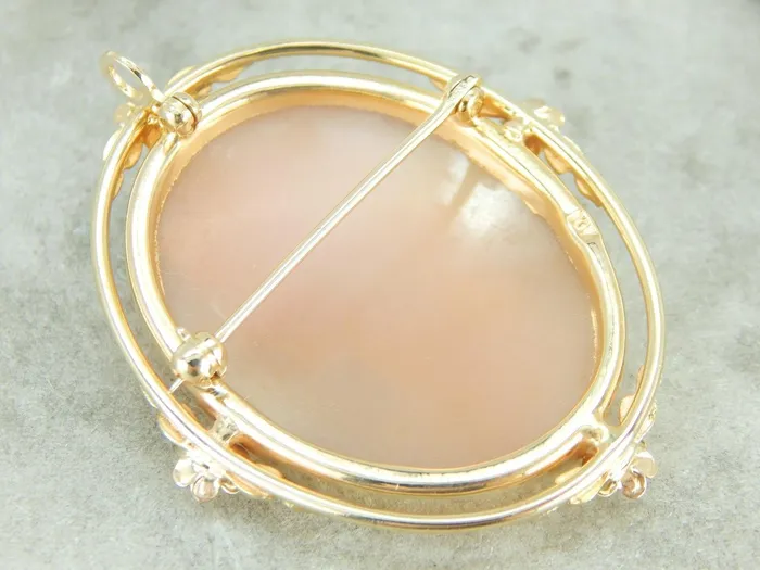 Necklaces Cameo Brooch or Pendant in Yellow Gold with Floral Details Market Square Jewelers Necklaces Cameo Brooch or Pendant in Yellow Gold with Floral Details Market Square Jewelers