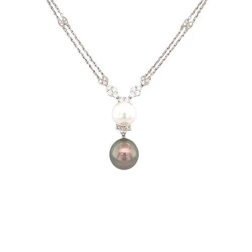 Necklaces CH Collection White and Black South Sea Pearl Necklace