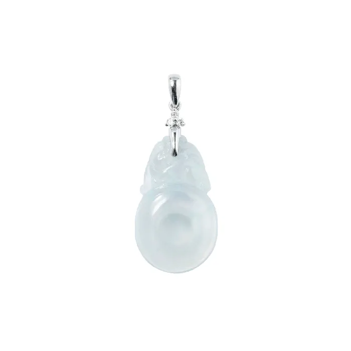 Necklaces CH Collection White Jade Diamond Pendant and Chain