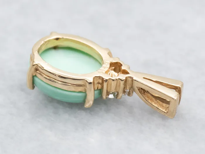 Necklaces Market Square Jewelers Seafoam Green Turquoise Pendant with Trio of Diamonds on Bail