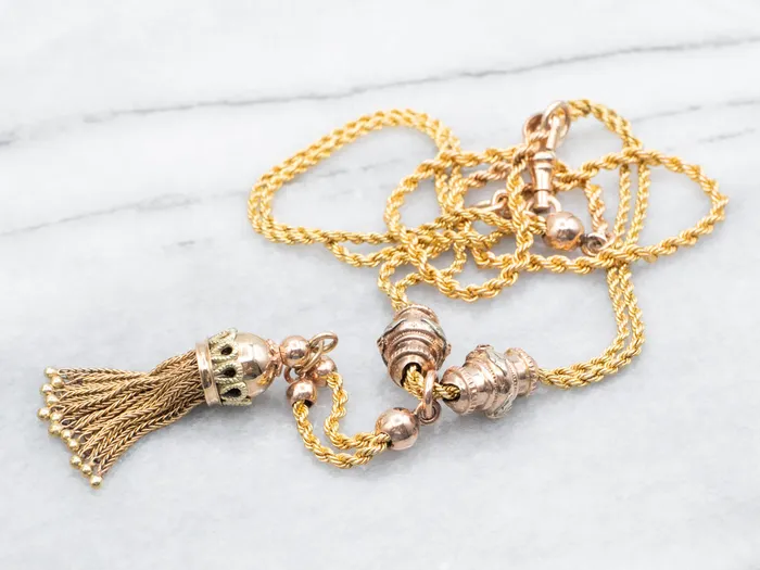Necklaces Market Square Jewelers Victorian Rope Twist Necklace with Beads and Tassel Necklaces Market Square Jewelers Victorian Rope Twist Necklace with Beads and Tassel