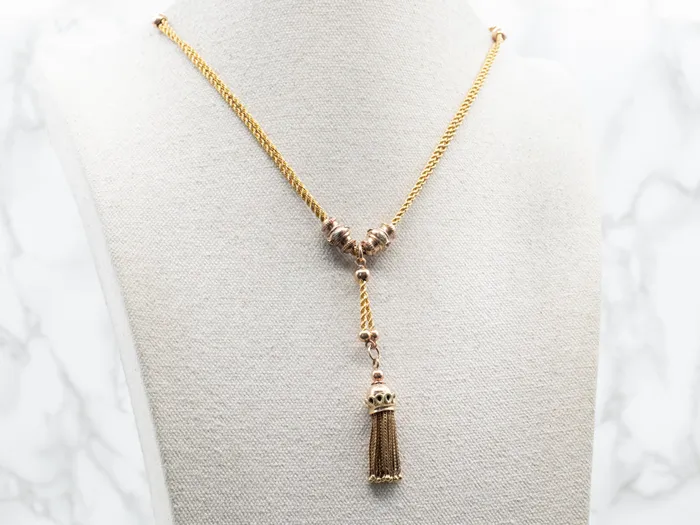 Necklaces Market Square Jewelers Victorian Rope Twist Necklace with Beads and Tassel