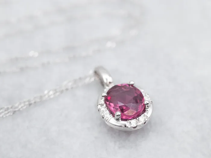 Necklaces Market Square Jewelers White Gold Pink Spinel Halo Pendant Necklace Necklaces Market Square Jewelers White Gold Pink Spinel Halo Pendant Necklace