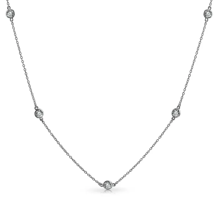 Necklaces Minimalist Long CZ Strand Necklace 14K Gold Plated Sterling Silver Various Lengths BlingJewelry Wholesale Necklaces Minimalist Long CZ Strand Necklace 14K Gold Plated Sterling Silver Various Lengths BlingJewelry Wholesale