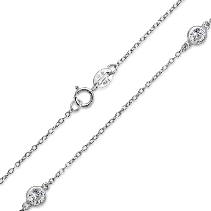 Necklaces Minimalist Long CZ Strand Necklace 14K Gold Plated Sterling Silver Various Lengths BlingJewelry Wholesale