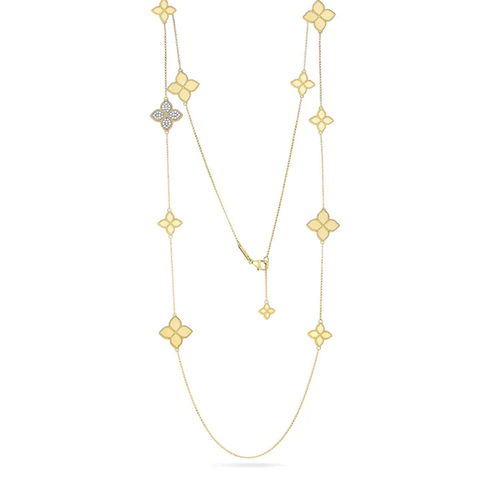 Necklaces Roberto Coin Princess Flower Station Necklace Roberto Coin