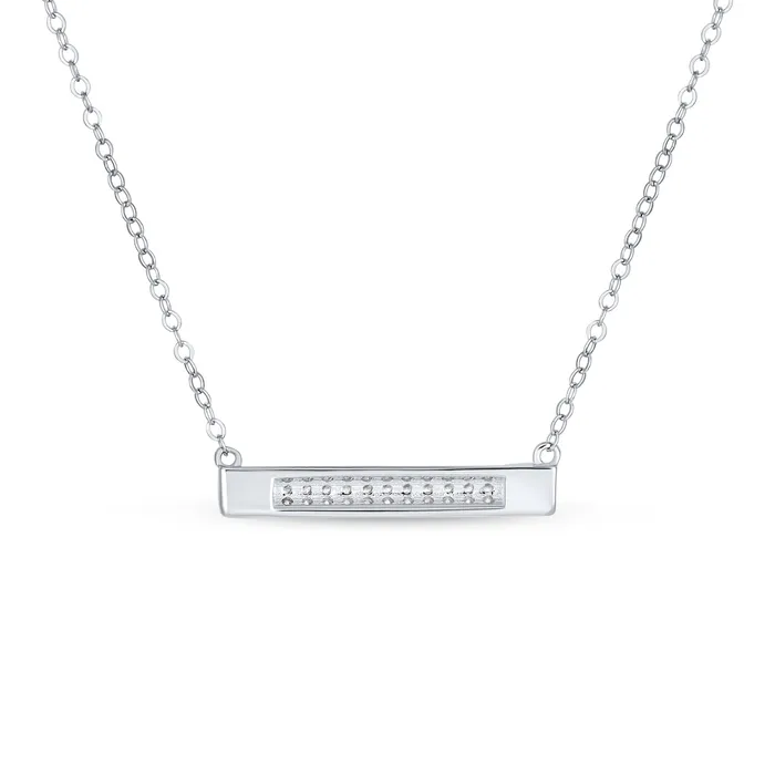 Necklaces Simple Modern CZ Round Bar Sideways Pendant Necklace in Sterling Silver BlingJewelry Wholesale Necklaces Simple Modern CZ Round Bar Sideways Pendant Necklace in Sterling Silver BlingJewelry Wholesale