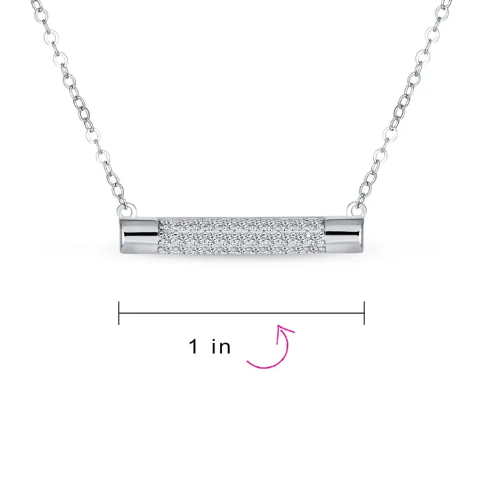 Necklaces Simple Modern CZ Round Bar Sideways Pendant Necklace in Sterling Silver BlingJewelry Wholesale Necklaces Simple Modern CZ Round Bar Sideways Pendant Necklace in Sterling Silver BlingJewelry Wholesale